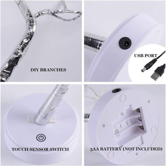 20" 108 LED Tabletop Bonsai Tree Light, DIY Artificial Tree Lamp, Battery/USB - Picture 5 of 7